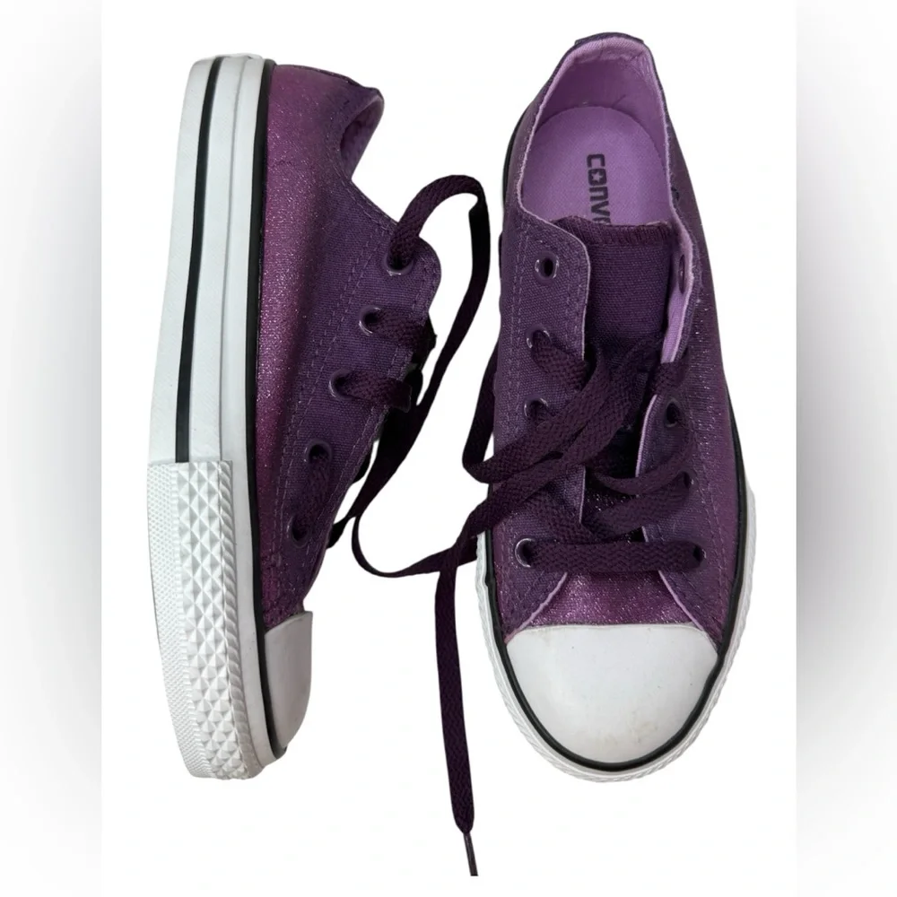 CONVERSE Chuck Taylor All Star Purple Glitter Sparkle Low Top Sz 1 Girls